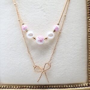 Rosalie Bow & Bead Layered Necklace
